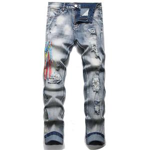 Etiqueta de bolsillo personalizada que se desvanece durante todo el estiramiento Blue Pure Denim Jeans para hombres Hip Hop Jeans Pantalones No hay comentarios todavía - Product Image 5