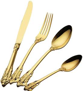 Ensemble de couverts personnalisés de créateur, les plus vendus, finition dorée, pour les cérémonies de mariage et les fêtes, objet décoratif - Product Image 1