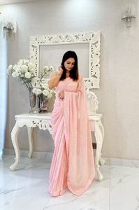 Calidad de exportación India Hermosa ropa ocasional Alta demanda Premium Georgette Saree Blusa con Secuencia Trabajo Mujer Moda - Product Image 5