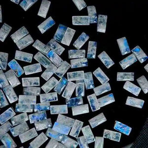 Premium 100% Natural White Rainbow Moonstone Cabochon <b>Necklace</b> Loose 8x16mm Gemstones Rectangle Shape - Product Image 1