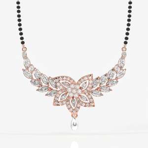 Women's 14K Gold Mangalsutra <b>Necklace</b> with Round & Marquise Cut Moissanite Diamond Premium Product Category - Product Image 5