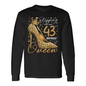 Camiseta promocional de manga larga con estampado de tacones altos para mi 43.º cumpleaños - Product Image 1