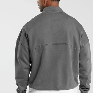 Jersey de media cremallera de algodón lavado con ácido para hombre, sudadera funcional de gran tamaño con hombros descubiertos, Tops activos - Product Image 3