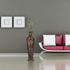 Elegante jarrón redondo de Metal marrón dorado martillado, jarrón de suelo de hierro duradero para decoración del hogar y ocasiones de boda para regalar - Product Image 3