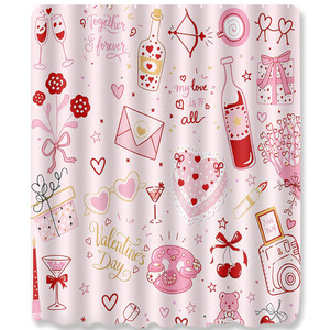 Custom Printed Waterproof Shower Shower <b>Curtain</b> for Bathroom Waterproof Polyester <b>with</b> <b>Hooks</b> - Product Image 5