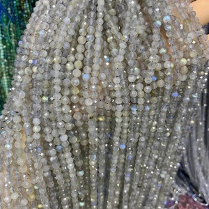 Micro-perles en pierres précieuses naturelles 3mm 4mm, Labradorite noire facettée flash, perles en vrac certifiées par un tiers pour stylos, 8,5'' - Product Image 1