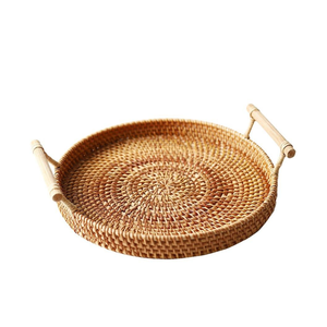 High Quality Stylish Rattan <b>Tray</b> <b>Basket</b>: Woven Storage <b>Basket</b> with Handles Made in Vietnam From 99 GD - Product Image 1
