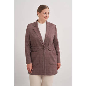 <b>Brown</b> Printed Long Wool Cardigan for Autumn Winter Casual Style - Product Image 1
