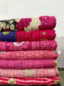 Floral Baby Quilt Hand Block Printed Cotton Kantha Quilt, 100% Cotton <b>Newborn</b> Baby <b>Swaddle</b> <b>Blanket</b> - Product Image 4