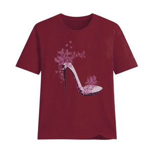 Camisetas de mujer de talla grande con logotipo personalizado, camisetas gráficas de colores personalizadas de algodón y poliéster, camisetas de precio al por mayor, ropa de mujer - Product Image 2
