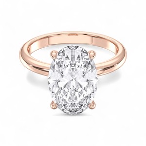 Anillo de compromiso solitario de 4,20 quilates con forma ovalada, Juego de puntas de diamante cultivado en laboratorio de quilates, hecho en oro sólido de 10K,14 y 18K para mujer - Product Image 6