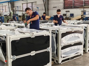 Cage de stockage empilable en acier enduite de poudre en métal pliable durable robuste avec portes de verrouillage et options personnalisées marque OEM - Product Image 2