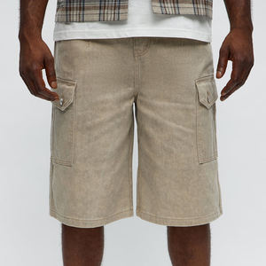 Short cargo beige coupe ample pour homme Streetwear décontracté de haute qualité avec grandes poches latérales Vêtements d'été d'extérieur en coton durable - Product Image 1