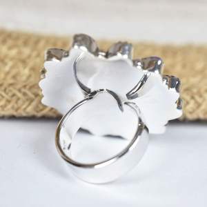 Bague en argent sterling avec pierre naturelle ovale taille sertie, en cuivre violet vintage fait main, ornée de turquoise et de nacre épineuse, pour mariage - Product Image 3