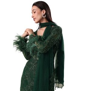 ชุด Palazzo ปักเลื่อมแฟนซีขวดสีเขียวแบบสั่งทำสำหรับผู้หญิงเสื้อผ้าชาติพันธุ์ผลิตจากโรงงาน - Product Image 4