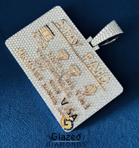 Colgante de Plata Sólida 925 para Hombre, con Diseño de Tarjeta ATM y Diamantes de Moissanita, Bicolor, Estilo Hip Hop, con Letra Personalizada - Product Image 3