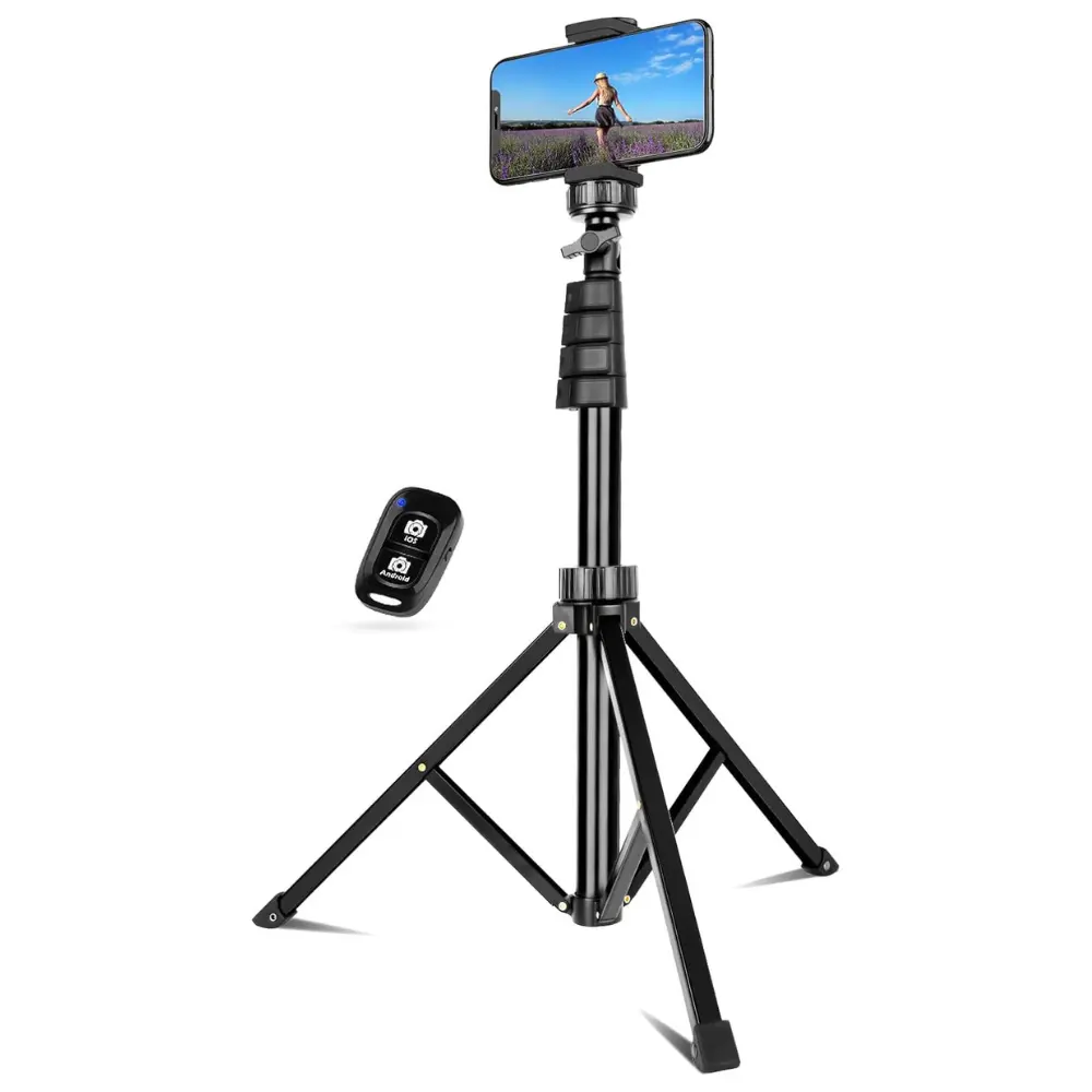 HOT UBeesize Selfie Stick Tripod 62 Extendable Tripod Stand with Remote for Cell Phone Heavy Duty Lightweight Aluminum