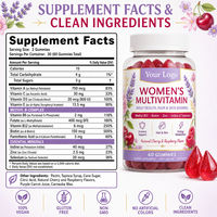 Gommes multivitaminées pour femmes, méthylcobalamine, biotine, zinc, sélénium, cerise, framboise, 60 gommes, végétaliennes, sans gluten, OEM, étiquette privée