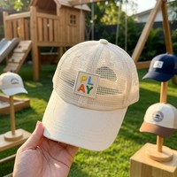 Gorra de béisbol de malla para niños con bordado 3D personalizado, ajustable, transpirable, protección solar, en stock, gorra de camionero para niños pequeños