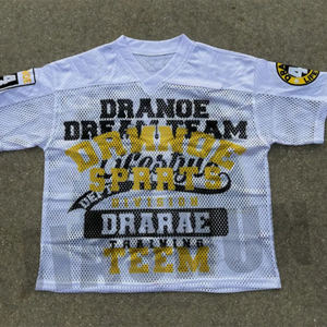 Personnalisé Oversize Boxy recadrée Sérigraphie Football T-shirts Mesh Top Football Maillot Streetwear Rétro Football Maillots - Product Image 4