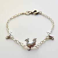 Joyería Personalizada, Pulsera de Plata de Ley 925 con Amuleto de Pollo de la Suerte