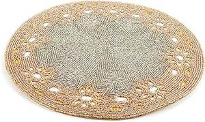 Napperon rond fait main vintage perlé, écologique et durable, idéal pour mariage et décoration de table à la maison - Product Image 2