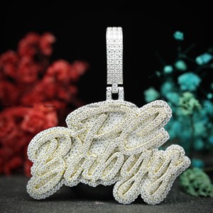 Custom Moissanite Iced Out Name Pendant 925 Silver Hip Hop Jewelry Double Layer Pendant for Men Women by Phoenix Enterprise - Product Image 2