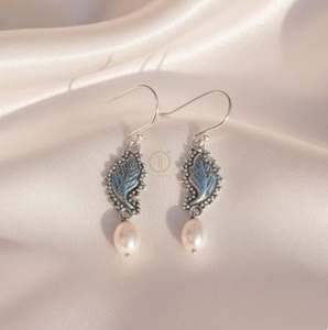 Pendientes de Perlas de Agua Dulce, Pendientes de Plata de Ley 925, Pendientes con Diseño de Hoja Único, Pendientes Colgantes Hechos a Mano al Mejor Precio por el Proveedor - Product Image 1