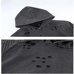 เสื้อฮู้ดดี้โอเวอร์ไซส์ผ้าฝ้ายฟลีซหนานุ่มสไตล์วินเทจปี 2025 สำหรับผู้ชาย พิมพ์ลายโลโก้ 3 มิติ แบบกำหนดเอง ย้อมสีพื้น สำหรับทั้งชายและหญิง - Product Image 4