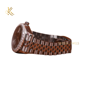 Montre de luxe en moissanite, cadran rond, acier inoxydable, montre-bracelet tendance avec fermoir pliant, design de sécurité - Product Image 4