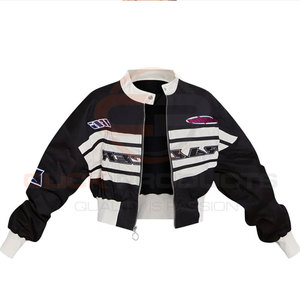 เสื้อแจ็คเก็ตเอวลอยสำหรับผู้หญิงเสื้อครอปหนังแท้สำหรับผู้หญิงเสื้อครอปแขนสั้น - Product Image 2