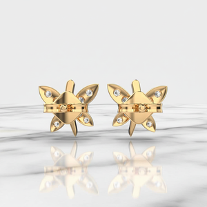 Nouveauté Boucles d'oreilles en argent sterling 925 en forme de papillon en diamant Moissanite Pierres rondes taillées Boucles d'oreilles à clous délicates tendance pour femmes - Product Image 3