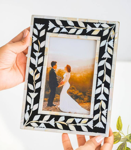 Elegant Natural Mother of Pearl Resin Inlay Picture <b>Frame</b> Luxurious Handmade Accent for Interior Home Decor - Product Image 1