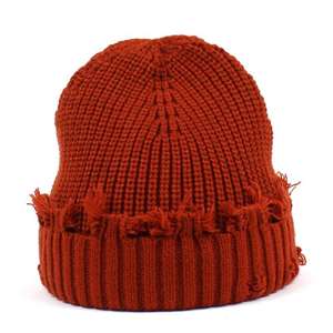 Bonnet personnalisé Jacquard Logo imprimé sur tissu tricoté uni pour hommes et femmes bonnet de détresse - Product Image 4