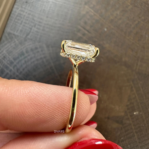 Elegante anillo de bodas de diamante cultivado en laboratorio de corte esmeralda para mujer, joyería fina de compromiso, regalo nupcial, anillo de lujo de diseñador - Product Image 2