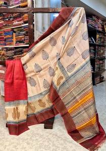 Hermoso Saree de seda pintado a mano Tussar Kanchi - Product Image 5