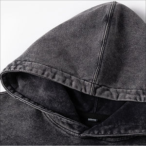 Sudadera de felpa francesa de gran tamaño de alta calidad con relieve sin cuerda Material de algodón Sudaderas con capucha vintage de lavado ácido personalizadas de peso pesado - Product Image 4