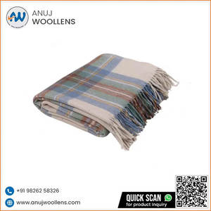 Manta de lana azul silenciosa Stewart suave de diseño de lujo de alta calidad con logotipo de tamaño personalizado - Product Image 5