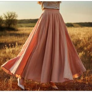 Women's Casual Boho Summer <b>Dress</b> Soft <b>A</b>-<b>Line</b> <b>Linen</b> Cotton Maxi and Midi Skirt Casual <b>Linen</b> Long Skirt - Product Image 2