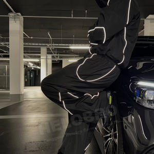 Ensemble survêtement coupe-vent léger en nylon avec sweats à capuche zippés réfléchissants de 3 m et pantalons de survêtement en nylon - Product Image 4