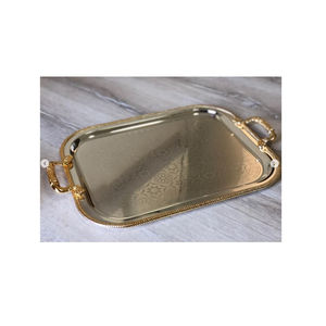 ทําจากถาดตกแต่งโต๊ะสแตนเลสถาดเสิร์ฟชาและกาแฟถาดตกแต่งทรงกลมสําหรับซัพพลายเออร์โรงแรม - Product Image 2