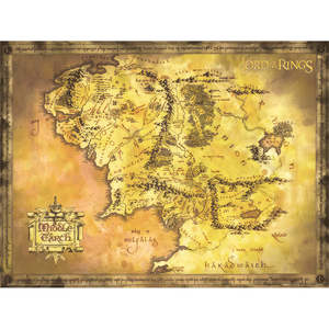 Affiche en papier du Seigneur des Anneaux, carte de la Terre du Milieu pour affichage mural - Product Image 1