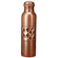 Conception martelée pur cuivre brillant poli grande taille bouteille d'eau avec couvercle mieux pour les avantages pour la santé accessoire de gymnastique