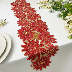 Camino de Mesa y Salvamanteles Hechos a Mano con Cuentas Multicolores, Diseño Floral Bordado Moderno - Product Image 3