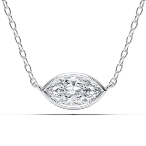 Conjunto de bisel de diamante de corte Marquesa cultivado en laboratorio de lujo de 1,00 quilates, colgante solitario hecho en plata de ley 925 para mujer - Product Image 1