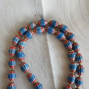 Antique Venetian-Inspired Blue Chevron Glass Beads Multilayered Striped Beads for Jewelry <b>Crafting</b> <b>Crystal</b> Lampwork Wholesale - Product Image 2