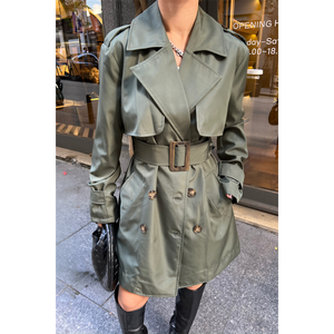 Gabardina Corta Color Caqui, Estilo Casual - Product Image 5