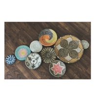 Étagère murale ronde bohème en jonc de mer tressé à la main, panier à motifs fait main, décoration intérieure / Artisanat vietnamien, décoration de salon
