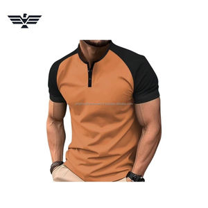 Camiseta Henley de Dos Tonos para Hombre | Camiseta informal de algodón de manga corta con contraste de color personalizado - Product Image 6