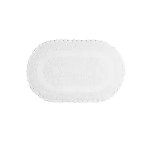 最新设计白色椭圆形100% 棉材质浴室地垫地毯低价出售